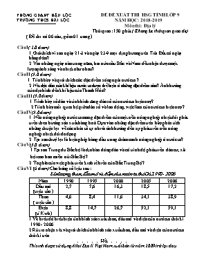 Đề khảo sát đội tuyển học sinh giỏi môn Địa lí Lớp 9 - Năm học 2018-2019 - Trường THCS Hải Lộc (Có đáp án)